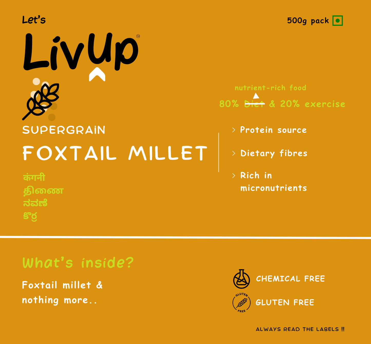 Supergrain Foxtail/Kangni millet | Best in Pulao, Salads | Naturally Gluten-Free, No chemicals, No preservatives